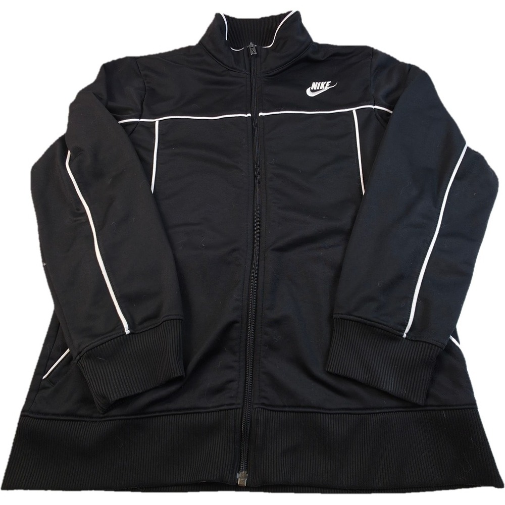 Nike Sportswear Track Jacket Boys Youth L 14-16 Black White Full Zip Y2K